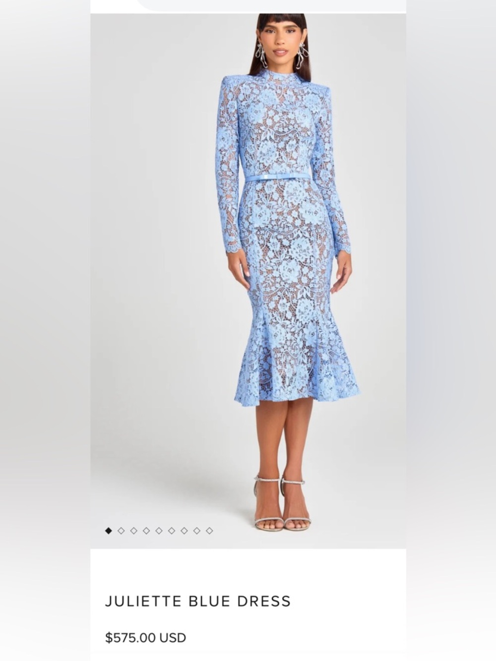 NADINE MERABI Light Blue Lace Mermaid Midi Dress